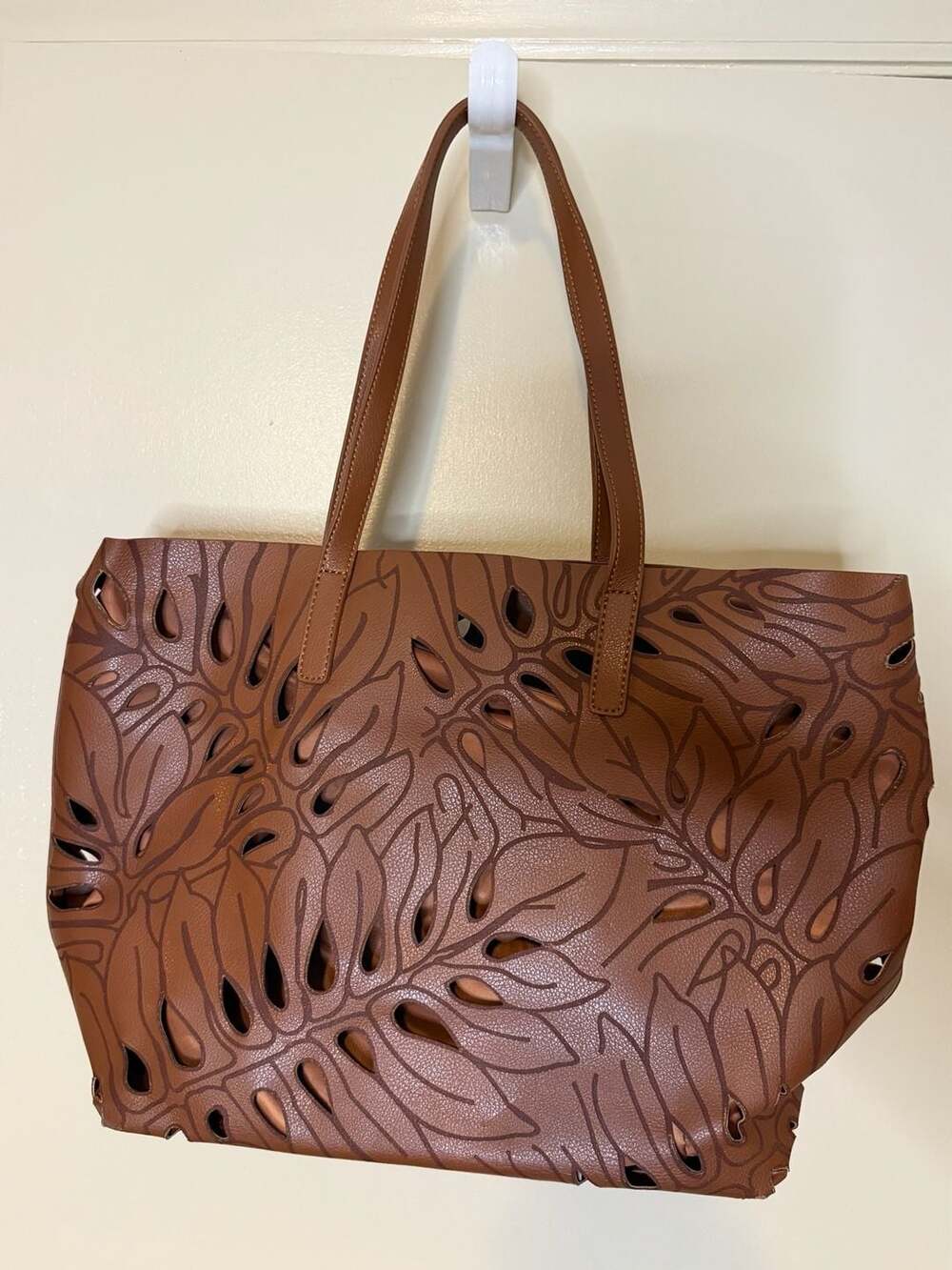 Charming Charlie Monstera Leaf Laser-Cut Tote Bag